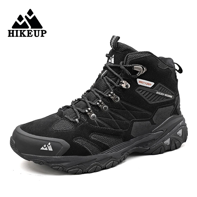 HIKEUP Winter Boot Men Outdoor Hiking Boots Suede High Top Trekking Shoes Rainproof Tactical Combat Military 250725