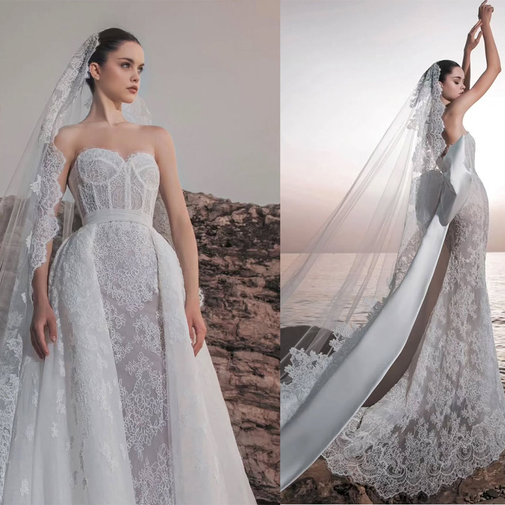 Classic Floral Lace Wedding Veil for Brides Cathedral White Ivory Applique Edge Bridal Veils Tulle 1 Tier With Comb Bride Accessories Custom Made