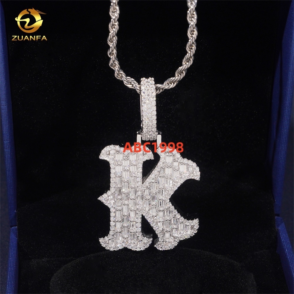 GRA Certificate Hip Hop Jewelry Initial Pendant Custom Iced Out 925 Silver VVS Moissanite Diamond Charm Letter J Name Pendant