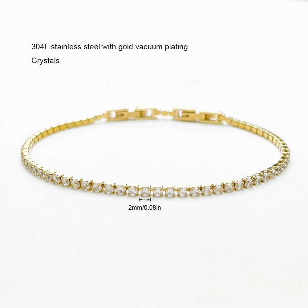 2mm 13cm-15-17-19cm Cluster CZ Link Chain Tennis Bracelets For Women Girls Friendship Jewelry Stainless Steel Bracelet W250728