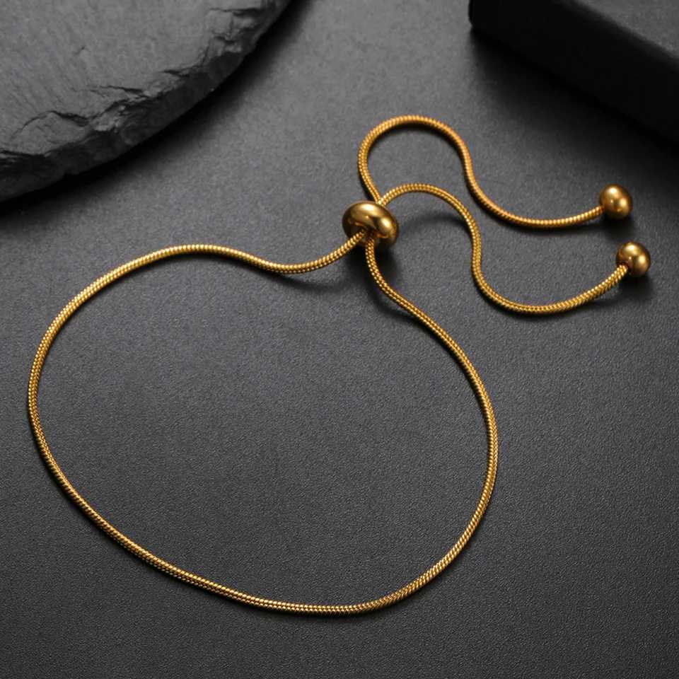Adjustable Round Snake Chain Bracelet Stainless Steel Gold Plated Pull Bracelets for Women Girls Gifts Wholesale 2025 W250728