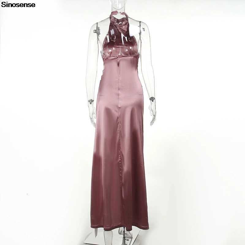 Women Elegant Long Evening Cocktail Party Dress Sexy Halter Backless Ruched High Split Bodycon Wedding Guest Bridesmaid Dress Z250728