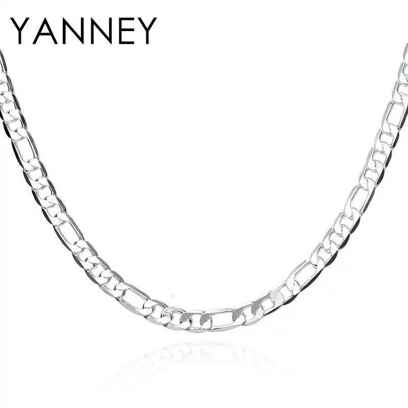 New 925 Sterling Silver Necklace 2/4/6/8/12MM 40-75cm Figaro Chains Mens Necklace Hip Hop Women Engagement Jewelry XJ250708