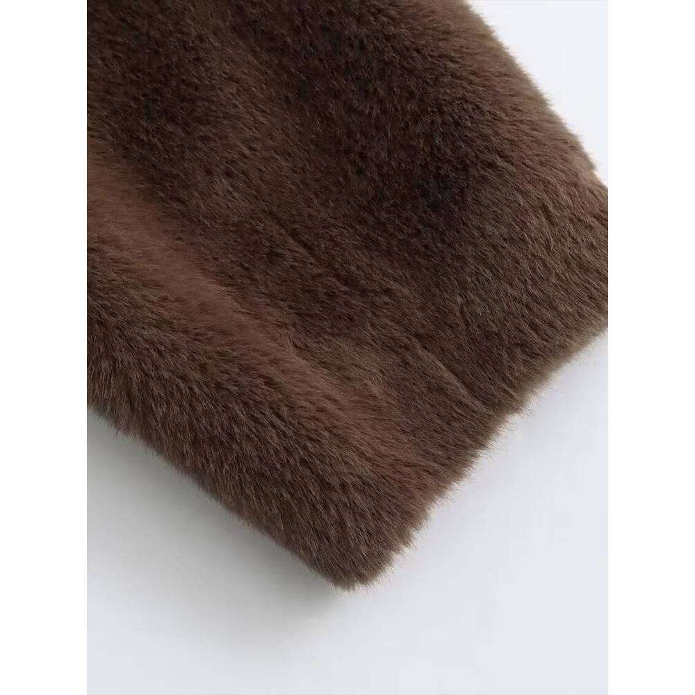 2024 Winter Imitation Mink Veet Lace-Up Waisted V-Neck Temperament Environmentally Friendly Fur Coat For Women