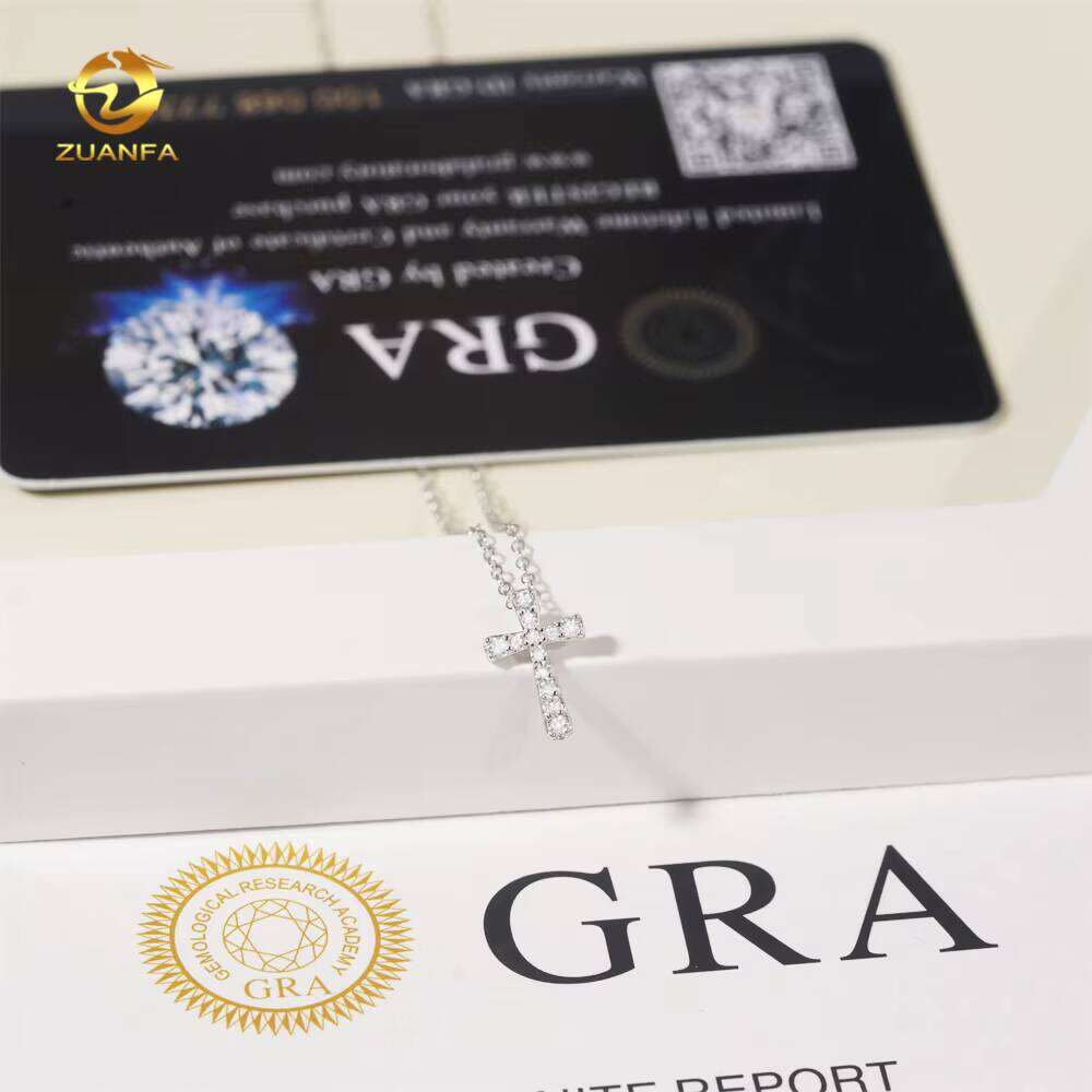 Pure Sterling Sier Jewelry Iced Design Sandstone Women's Wedding Gift Pearlescent Cross Necklace