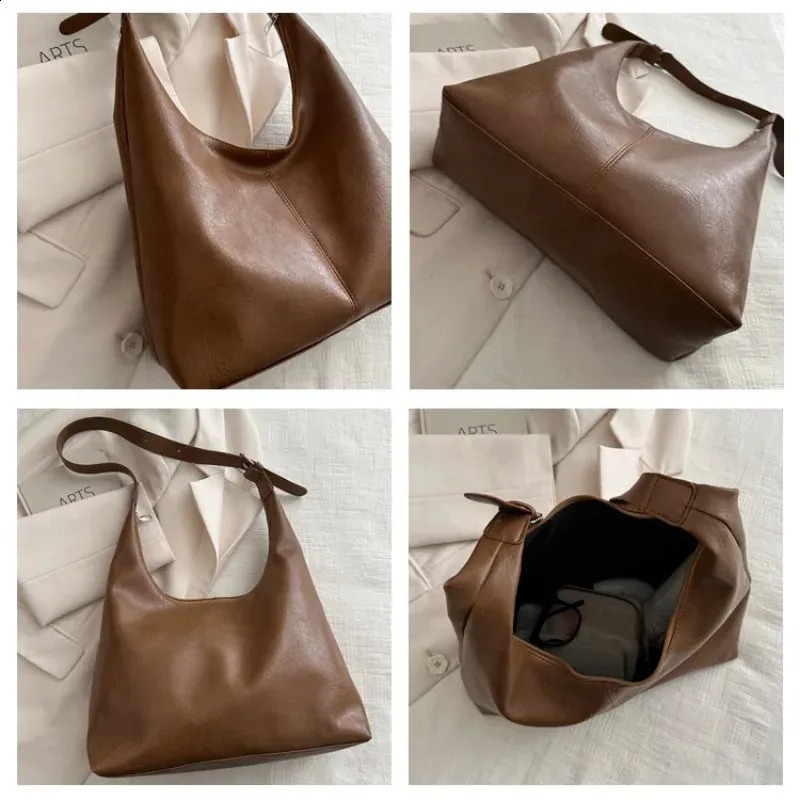 Korean Style Women's PU Leather Tote - Casual Large Capacity Crossbody Handbag for Daily Use