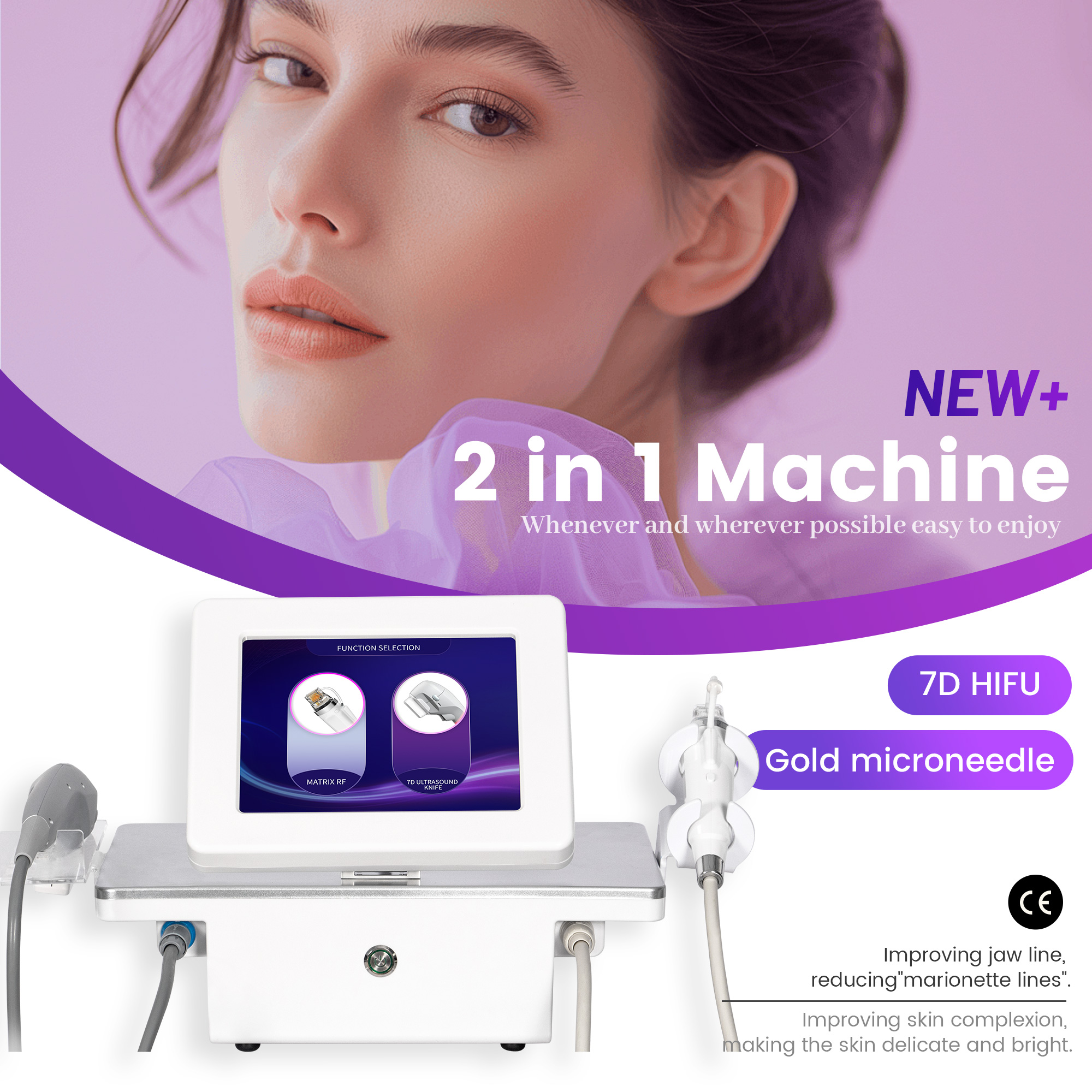 Hifu Microneedling Combo Device - Professional 2-In-1 Skin Rejuvenation Machine - Facial Lifting & Collagen Induction - Salon Results At Home