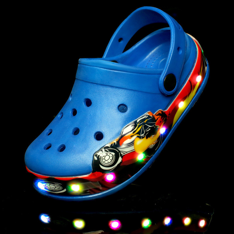 LED Light Children's Clogs Summer Kids Sandals 25 New Slippers Beach Hollow Baby Shoes