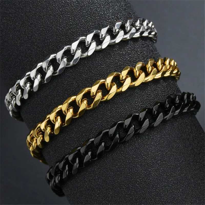 LETAPI Fashion Stainless Steel Curb Cuban Chain Bracelet for Men Women Hip Hop Couple Unisex Wrist Hand Jewelry Gift Party W250728