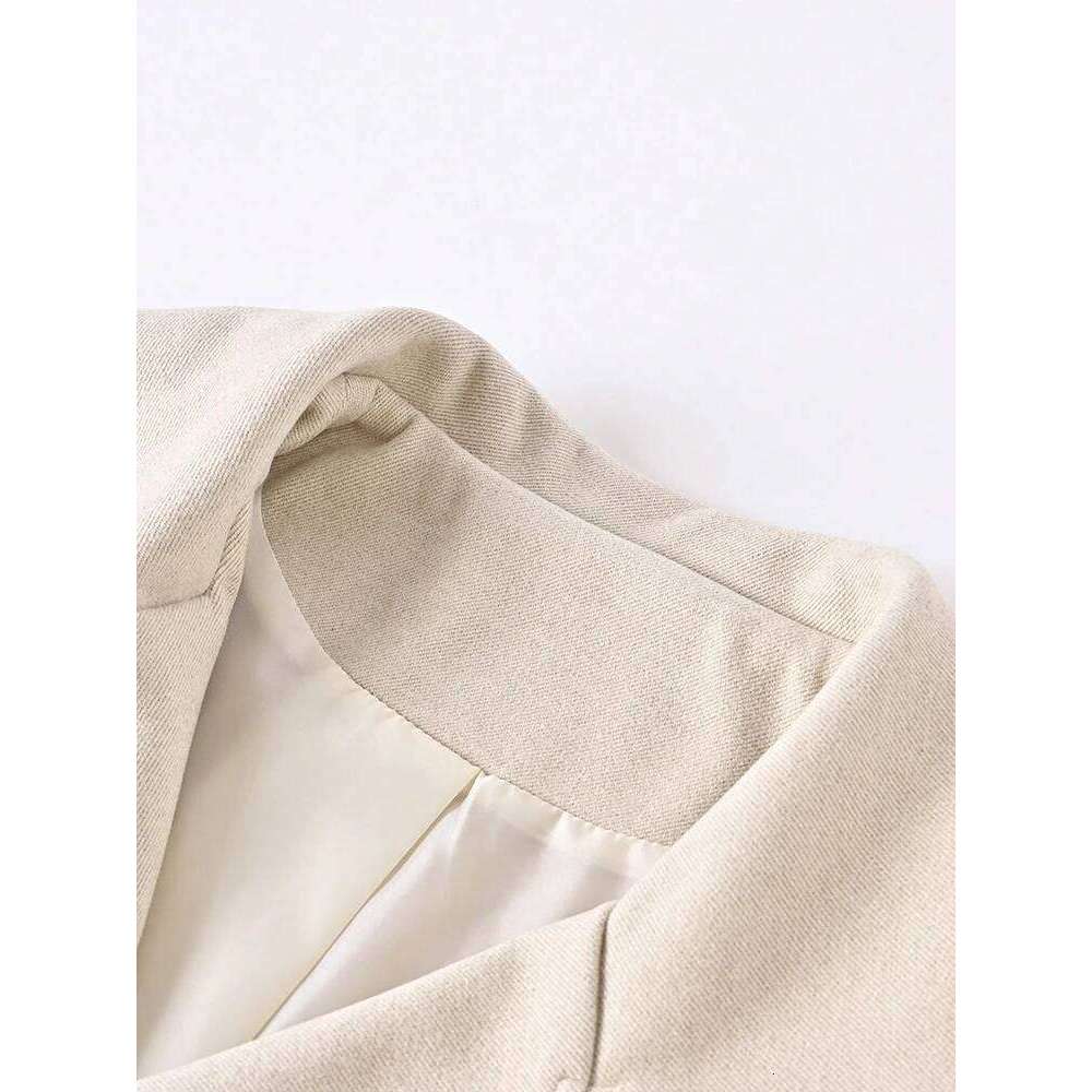Popular Woman Bomber Coat Autumn Winter Warm Belt Design Woolen Jacket For Women Solid Khaki Elegant New In Outerwears