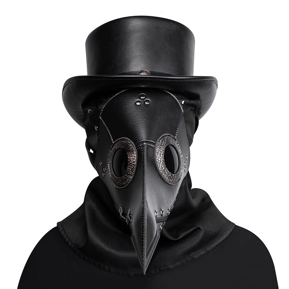 Halloween Punk Masquerade Plague Doctor Mask Novelty Funny Black Headgear Prop ddmymoon