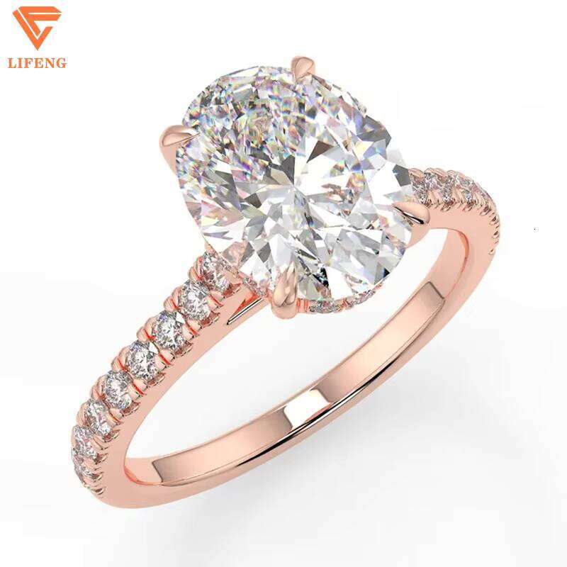 Custom 1ct 2ct Lab Grown Dia Engagement Ring IGI Certified Oval Cut Solid Gold Rings for Women