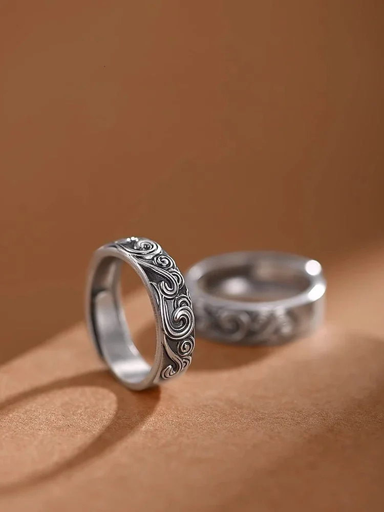 Silver Color Xiangyun Retro Ring for Mens Style Girls Ethnic Style High-end Fashion Jewelry Accessories 250723