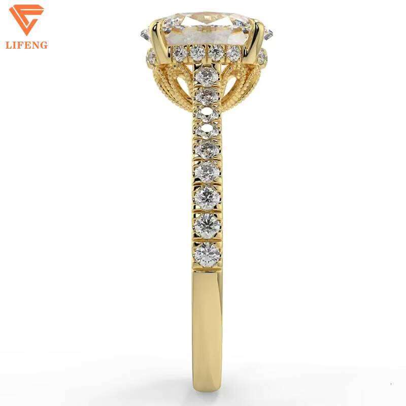 Custom 1ct 2ct Lab Grown Dia Engagement Ring IGI Certified Oval Cut Solid Gold Rings for Women