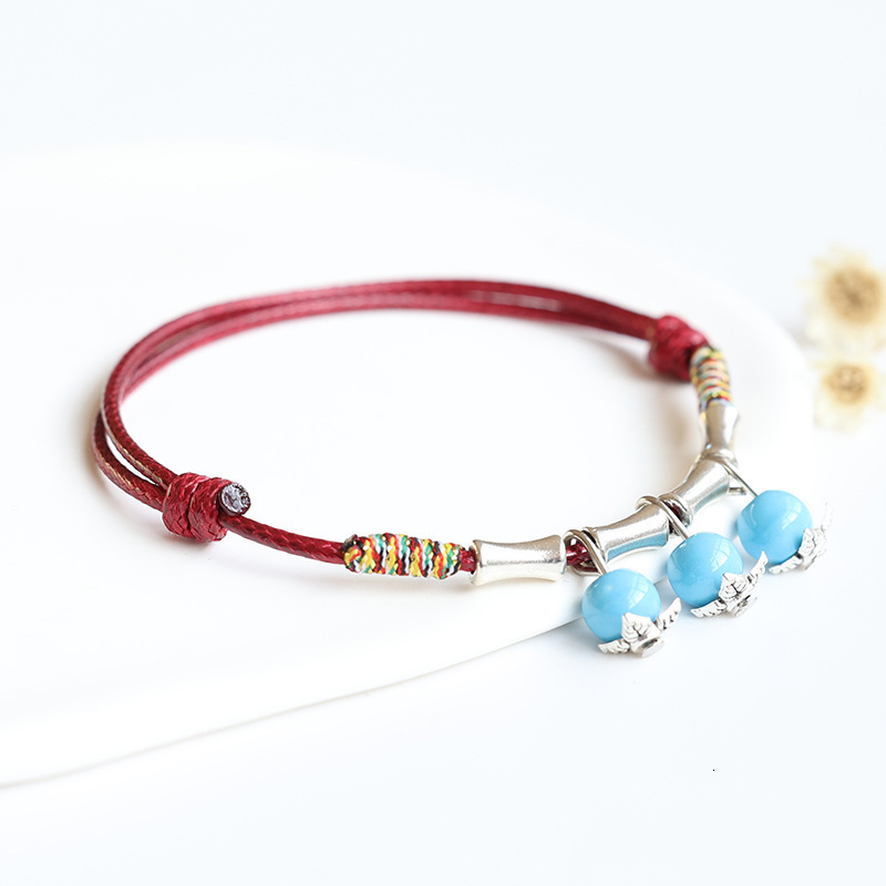 Bamboo Knot Bracelet for Women Artistic Woven Bracelet Jingdezhen Ceramic Bracelet Porcelain Bead Jewelry Friend Small Accessories 250726