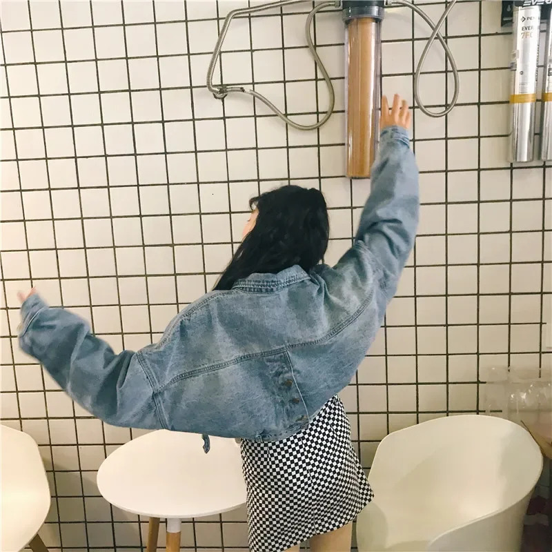 Spring and Autumn Style Vintage Korean Batwing Sleeveless Denim Jacket Womens Cropped Versatile Loose Fit BF Jacket 250728