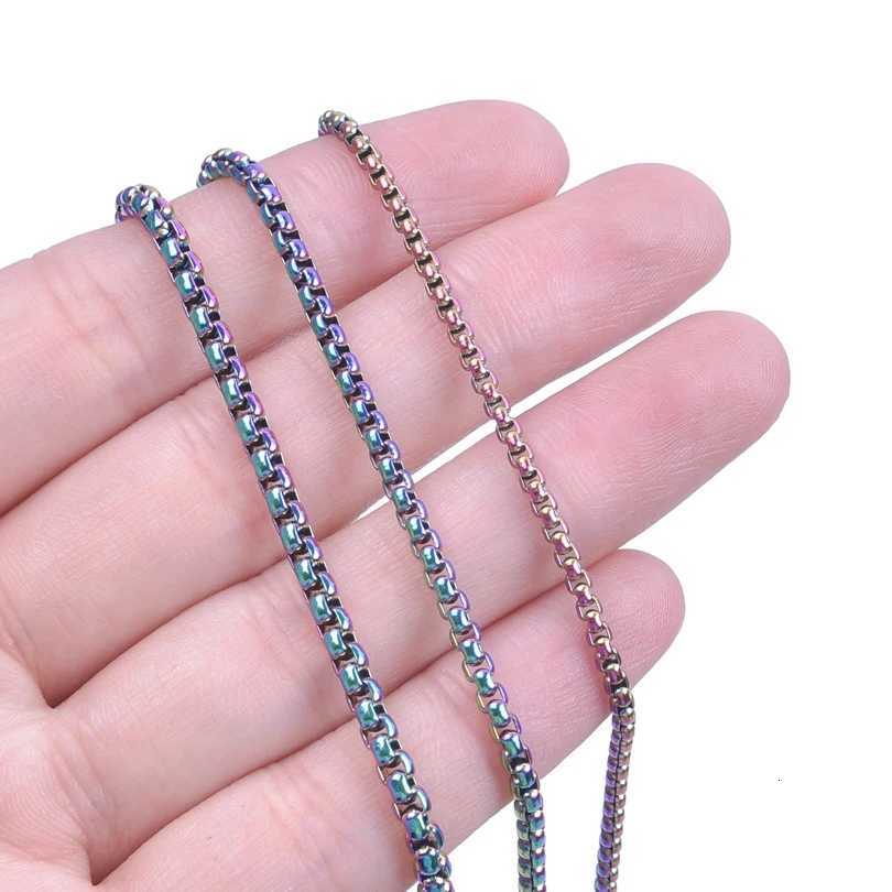 2/2.5/3/4mm Stainless Steel Square Rolo Chain Necklaces For Women Men Accessories 40-90cm Long Chains Round Box Jewelry Bulk Set XJ250708