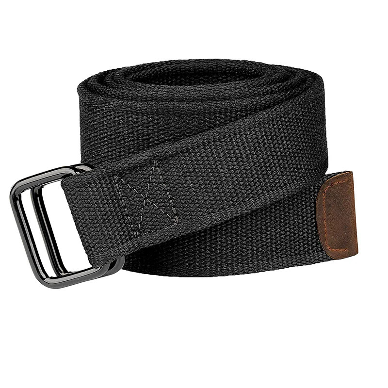 Plus Size 100190cm Big Tall Mens Double Ring Buckle Cotton Canvas Cloth Fabric Belts Web Black Waist Jeans 250716