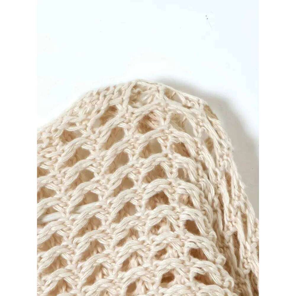 Crochet Knit Hollow Out Crop Top Long Sleeve Shrug Sweater Mesh Cover Ups Cardigan Streetwear Pullover Women Clothes Y2k