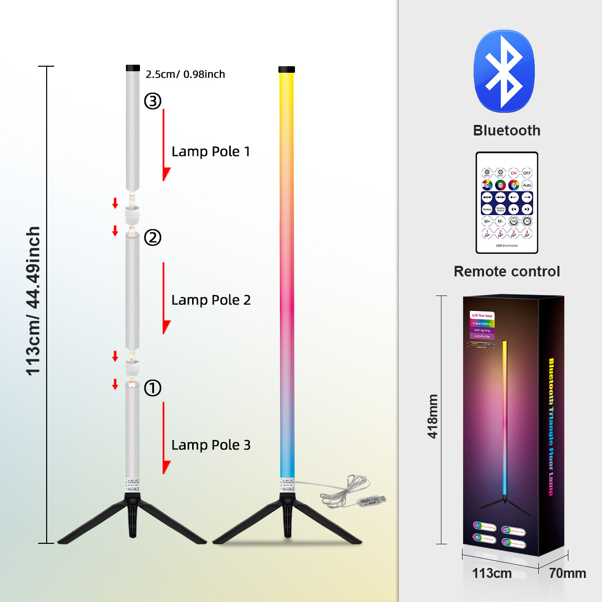 Sleek Intelligent RGB Color Changing Nightstand Light with Multiple Controls---HCP050
