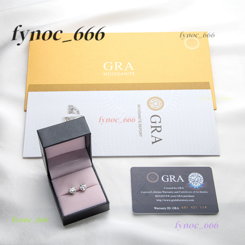 Moissanite 0.5CT 1CT 2CT 3CT Gold Plated 925 Sterling Silver Vvs Moissanite Stud Earrings With Gra Certificate