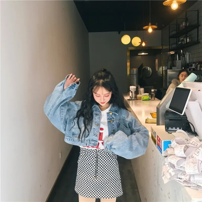 Spring and Autumn Style Vintage Korean Batwing Sleeveless Denim Jacket Womens Cropped Versatile Loose Fit BF Jacket 250728