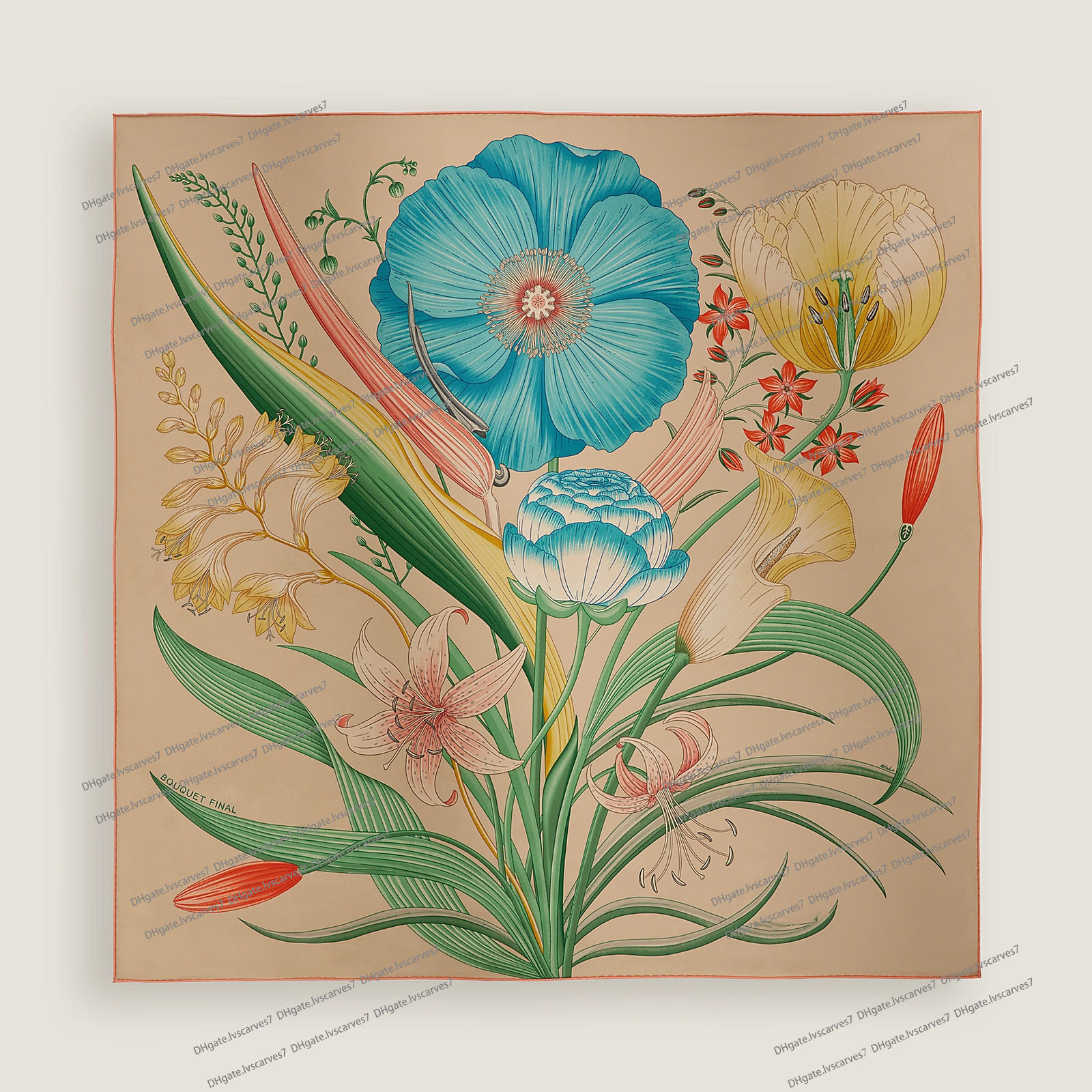 H004283S 03 Women designer silk scarf tie Fashion Brand designer scarf 90cm bag silk square scarf Head wrap 100% silk Scarves Easy to match Size 90*90CM