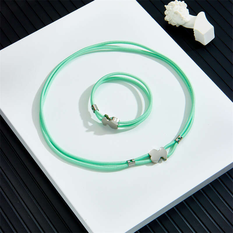 New Spanish Bear 3mm Elastic Cord Bracelet Set Versatile Women's Elegant Necklace Multi-color