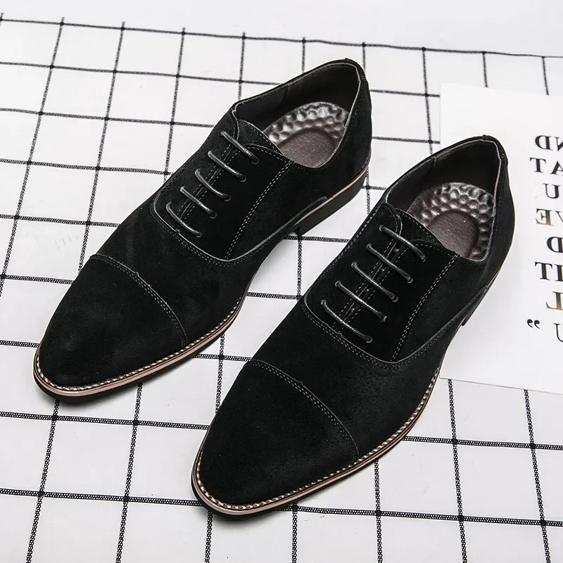 2025 Britain Trend Mens Pointed Black Grey Casual Oxford Shoes Male Dress Homecoming Male Formal Wedding Footwear 250723