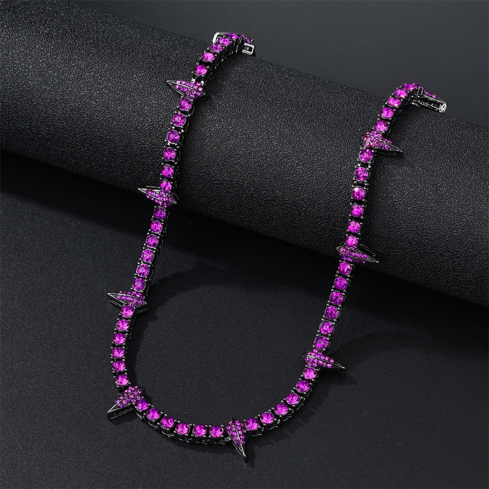 Hip Pop 4MM Tennis Chain Dropwater Bling Iced Out Colorful Rhinestone Necklaces For Men Women Choker Jewelry Party Gift 250722