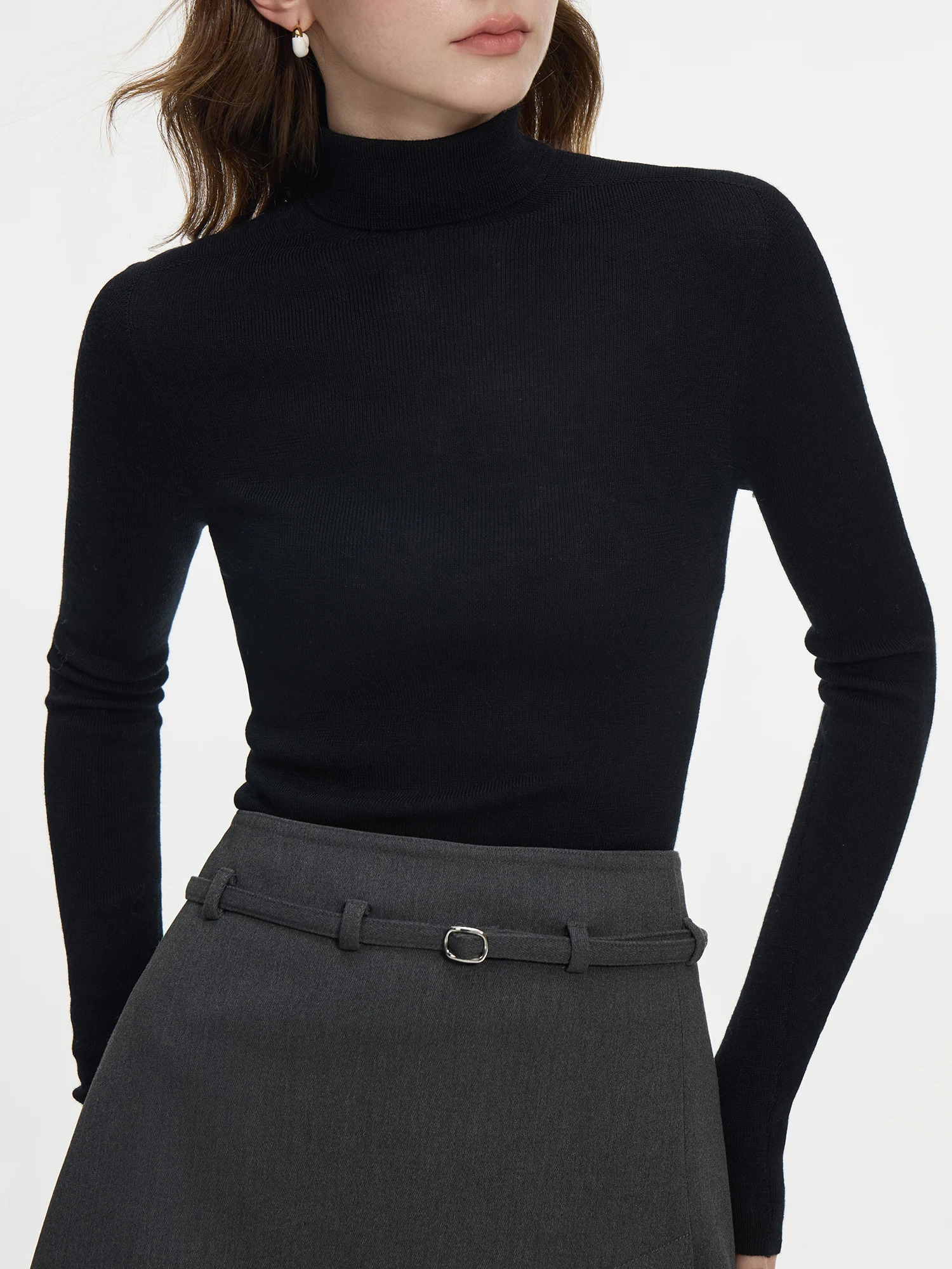 100% Wool Pullover Knit Sweater For Women Fall Winter n Versatile Casual Half Turtleneck 250728