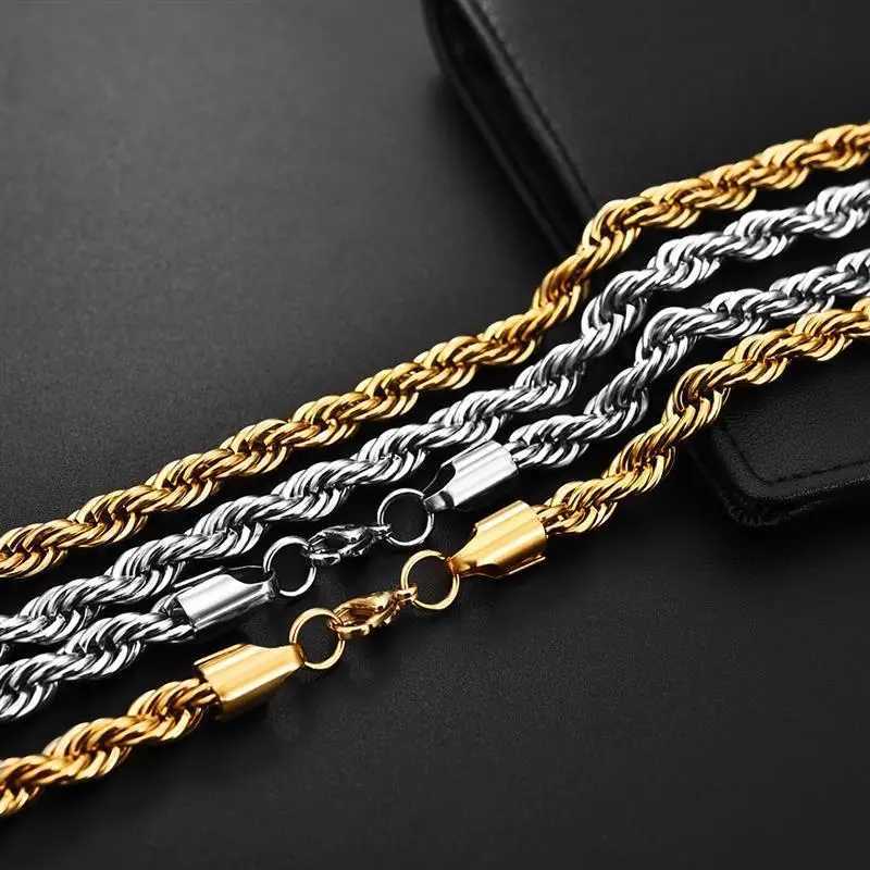 Stainless Steel Chain Necklace for Men Women Curb Cuban Link Chain Gold Color Silver Color Punk Choker Fashion Mens Jewelry Gift XJ250708