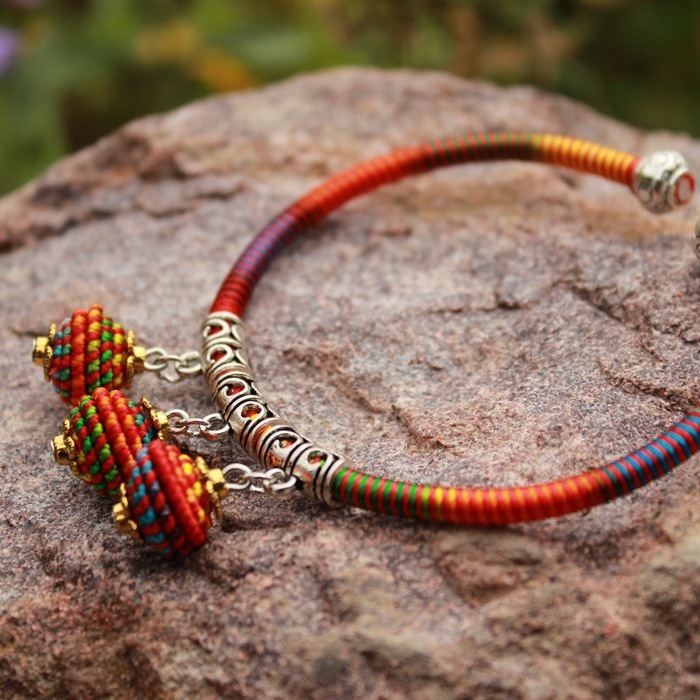 Yunnan Ethnic Style Jewelry Handmade Colorful Thread Woven Adjustable Bracelet with Ball and Chili Matching 250726