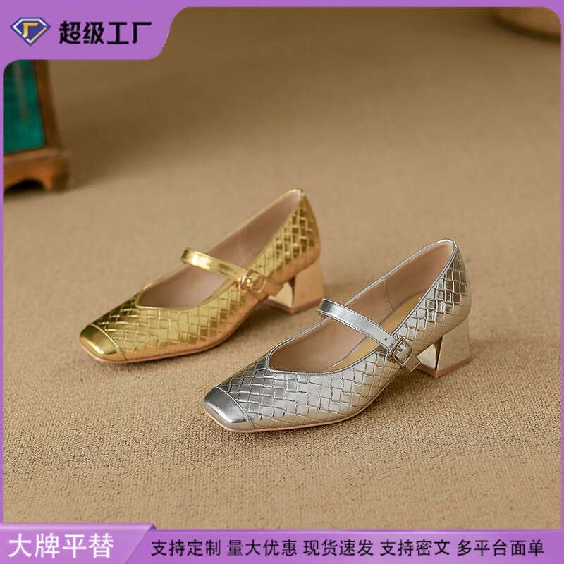 Sheepskin Version~Silver Single Shoes 2025 New High Outdoor Wear High-End Chunky Heels for Women Comfortable