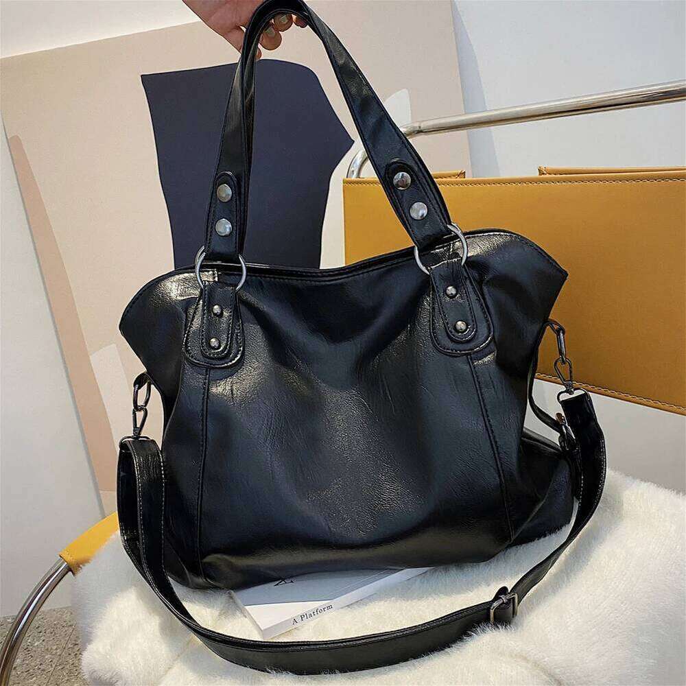 Women Messenger Big Size PU Leather Shoulder Crossbody Casual Retro Solid Color Female Travel Shopper Mommy Tote Bag