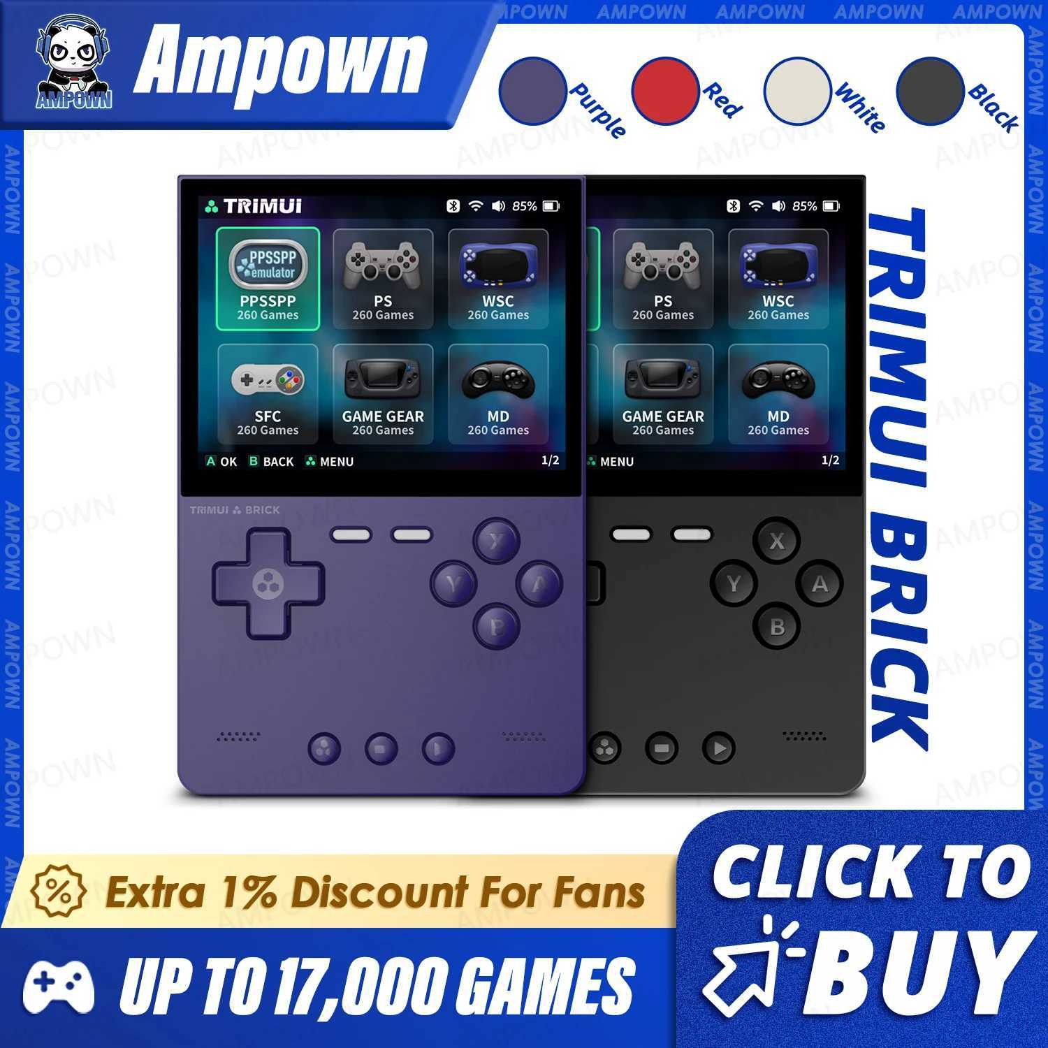 TRIMUI BRICK Handheld Game Console 3.2 IPS Sn A133P Linux System Trimui UI Metal Back Panel Key LED Lighting Keycaps S250628