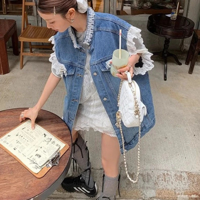 French Lace Denim Jacket 2025 Summer n Sense Relaxed Retro Tank Top Womens Vest Top 250728