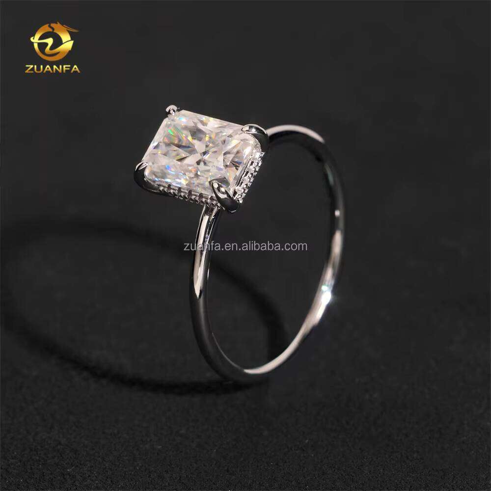 Female Elegant Style Bridal Wedding Jewelry Sier Radiant Moissanite Dia Engagement Ring Women With GRA Certificate
