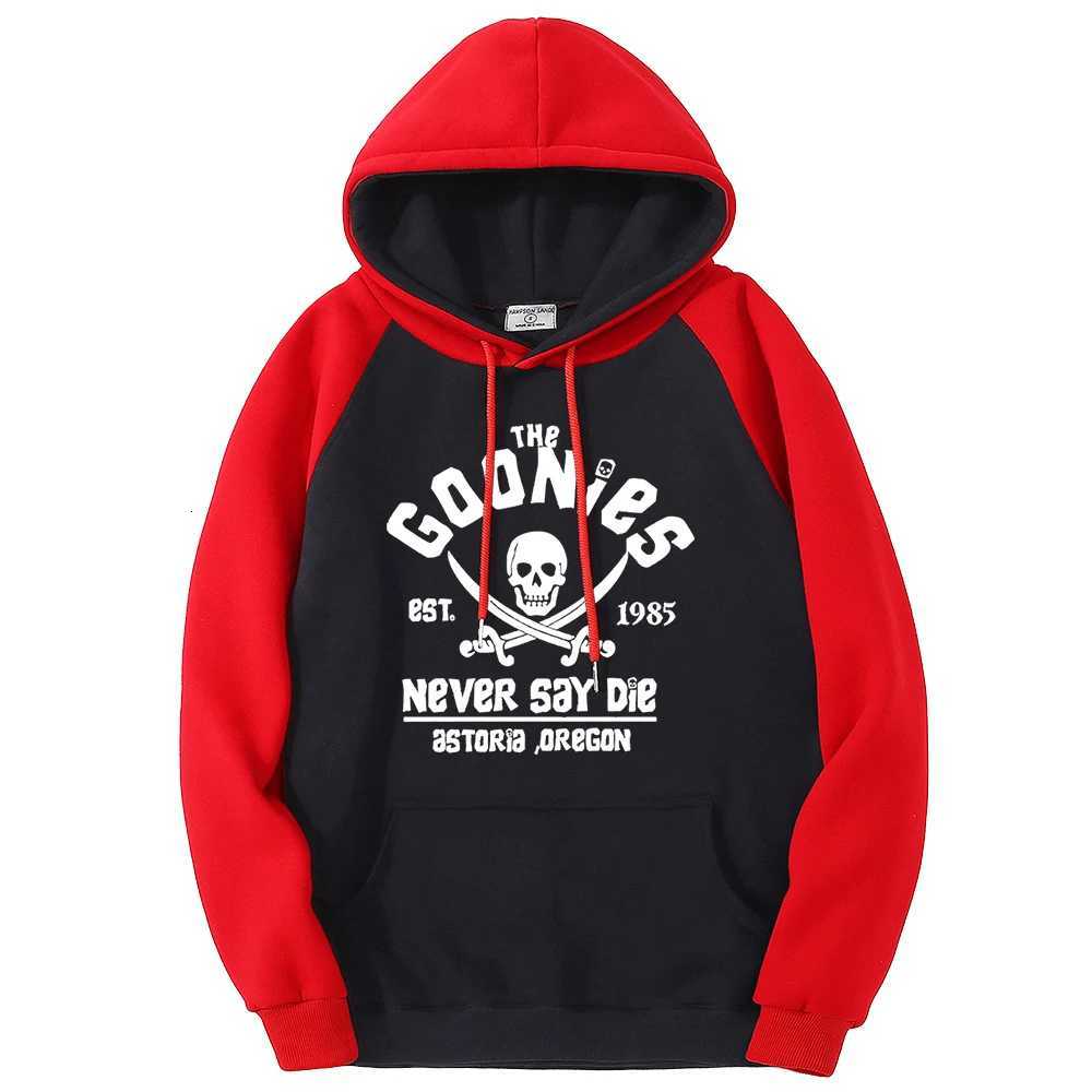 Goonies Never Say Die Color Collision Hoodie Mens Loose O-neck Clothing Wool Casual Hoodie Raglan Sweatshirt Manga Hip Hop W250408