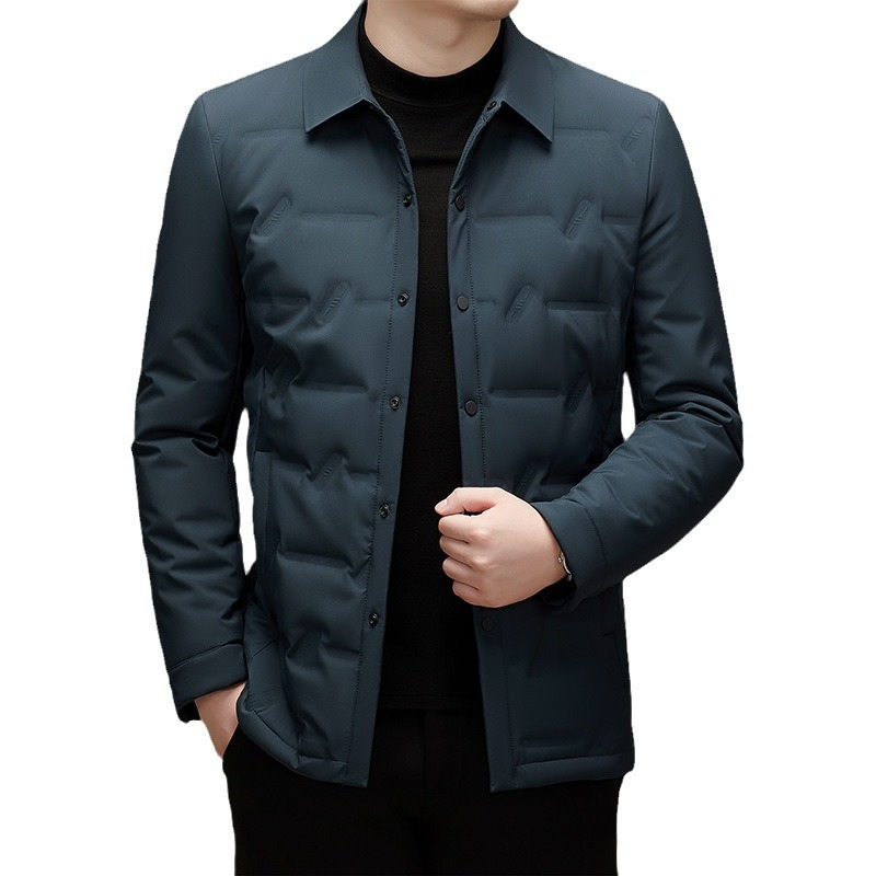 Lightweight down jacket for men in autumn and winter suitable for business and leisure with a white duck down warm shirt collar and outerwear top
