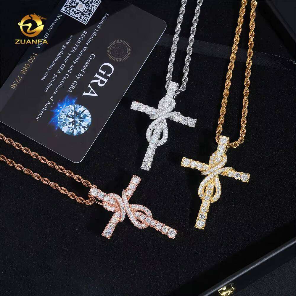Wholesale Price Ice Out Jewelry Designer Hip Hop S Sterling Sier Vvs Moissanite Dia Cross Pendant for Necklace