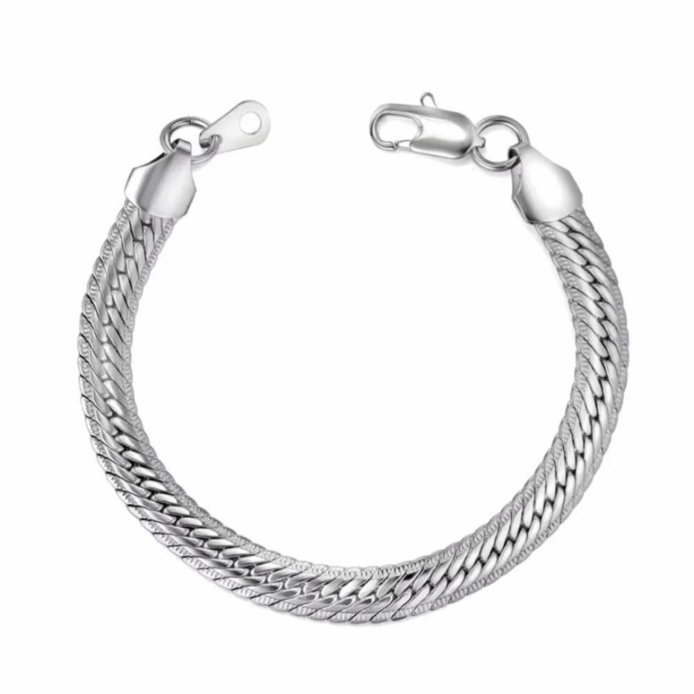 5/7mm Stainless Steel Snake Chain Bracelets for Men Silver Plated Hand Chain Bracelet for Women Men Trendy Jewelry Gifts W250728
