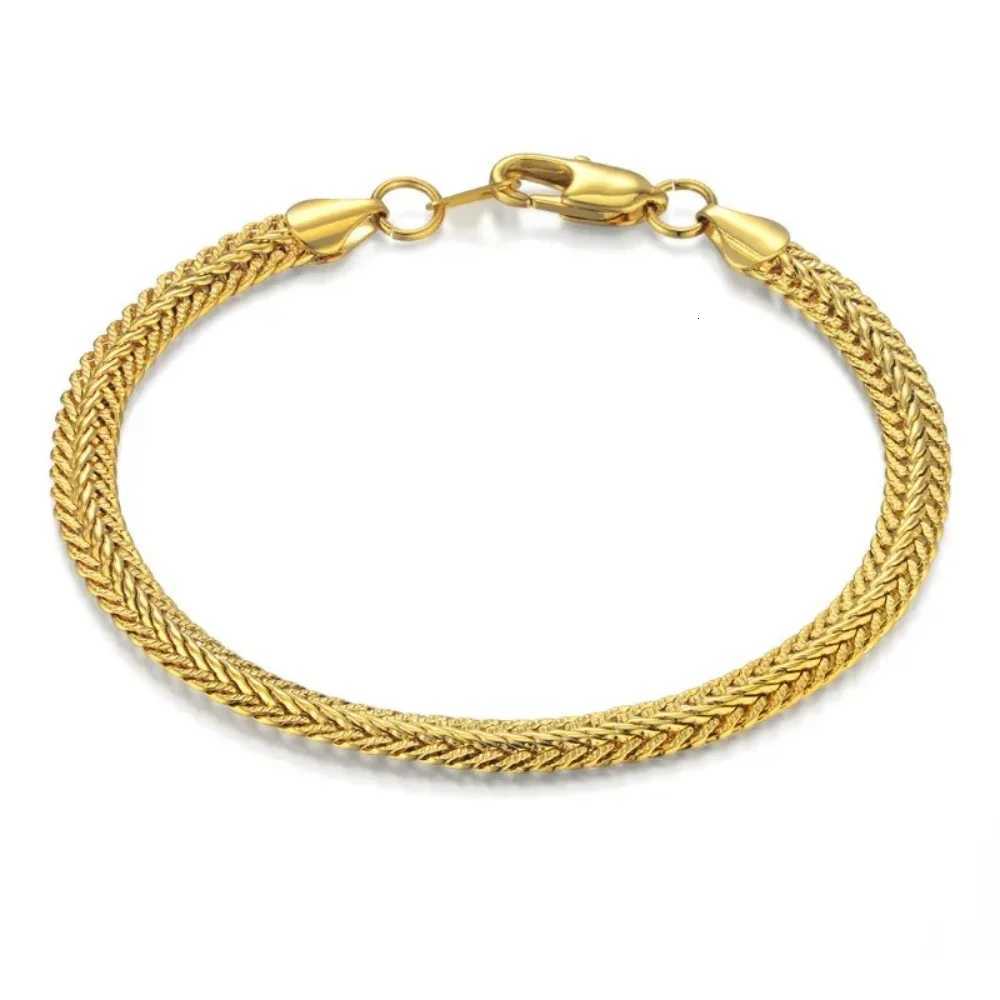 22CM Length Mens Snake Link Chain Gold Silver Plated Necklace Curb Chain Bracelet for Men Hip Hop Stainless Steel Jewelry W250728
