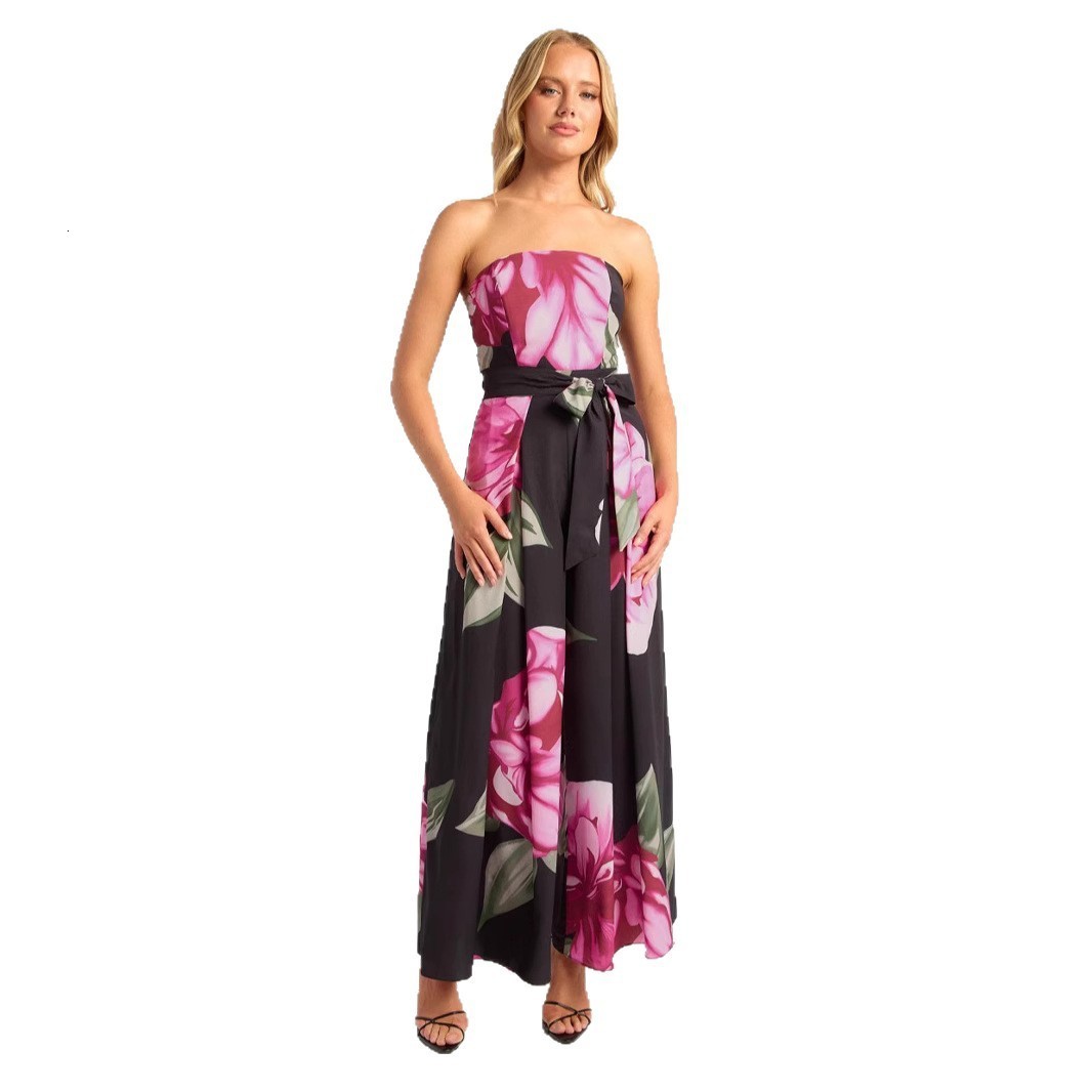 Plus Size Formal Elegant Pink Floral Summer One Shoulder Satin Midi Dresses Cocktail Evening Prom Party Dresses Female Dress 240730
