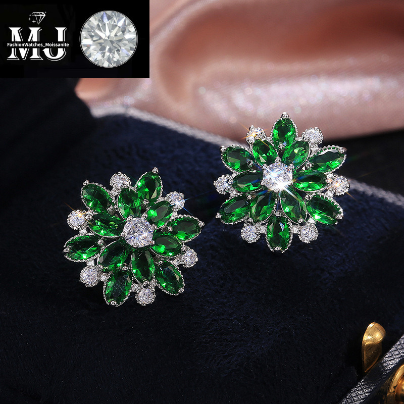 Summer Beach Moissanite wer Earrings For Women Sterg Sier Double Shining CZ Zircon Dia Stud Earring brincos Wedding Party Gifts