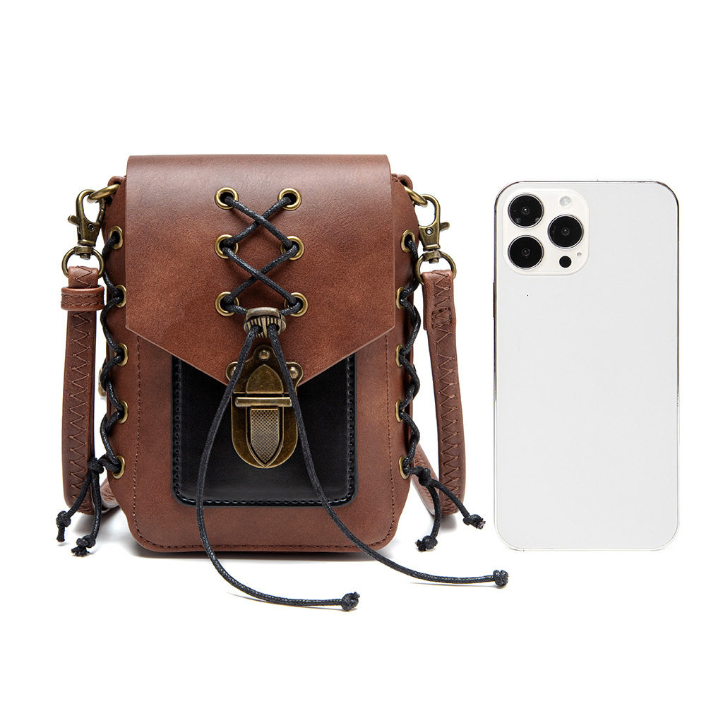 Medieval Color-Block PU Leather Women's Shoulder Industrial Style Small Square Steampunk MINI Crossbody Bag ddmymoon