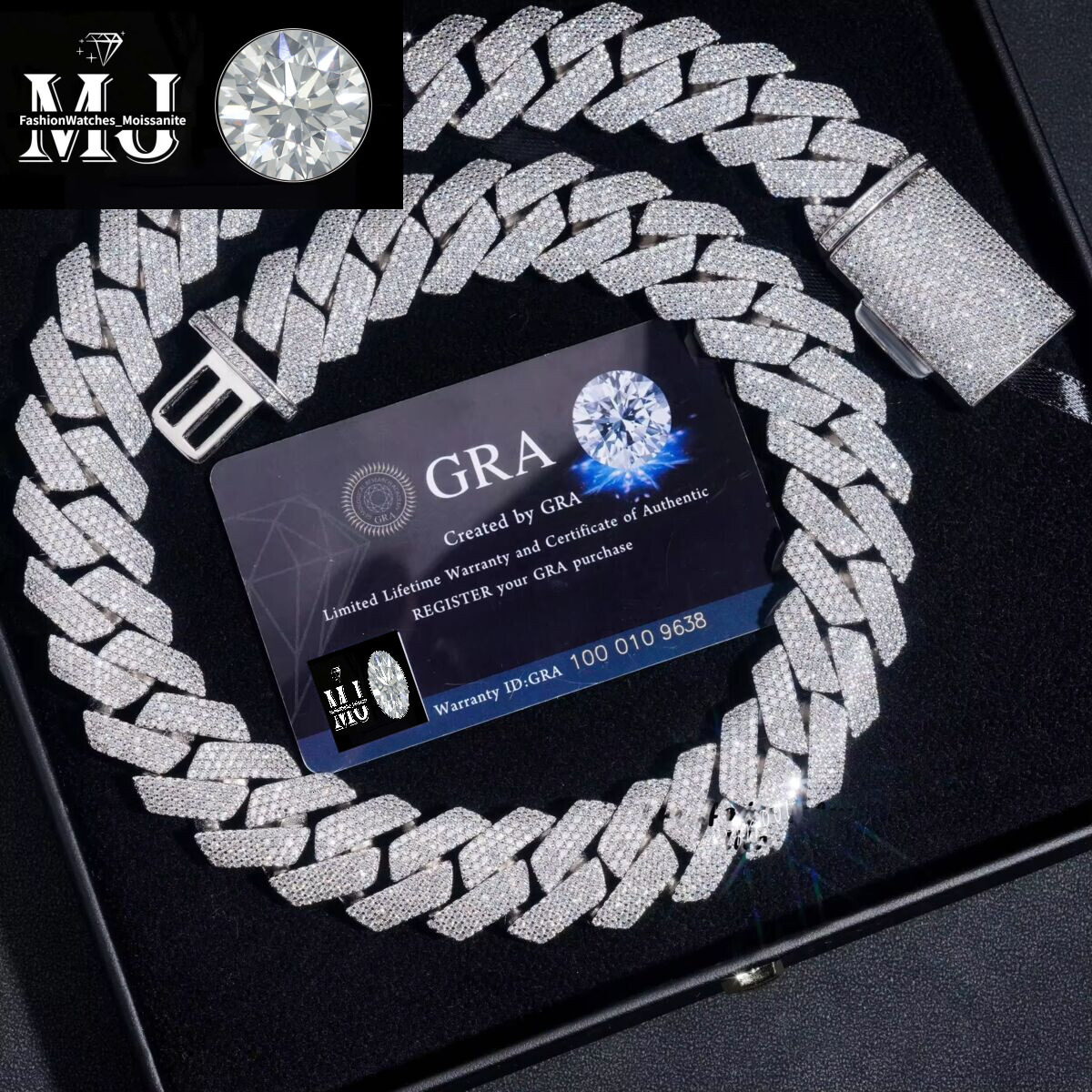 Cuban Link Necklace 3 Row Moissanite 20MM W Gold Chains for Men Prong Chocker S Personalize Iced Out Chain Hip Hop Designer Jewelry