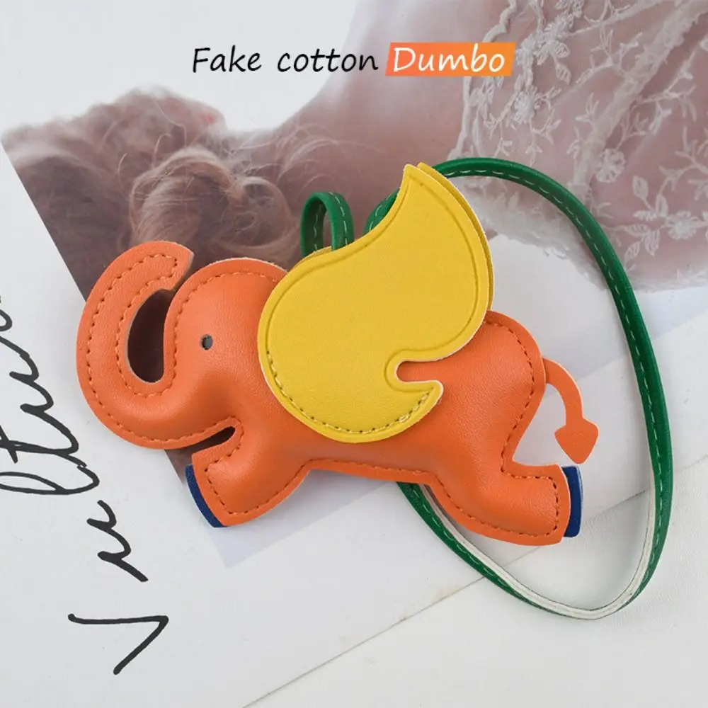 PU Leather Flying Wings Elephant Keychain Cute Cartoon Animal Hanger Car 16 Colors Bag Pendant for Women 250728