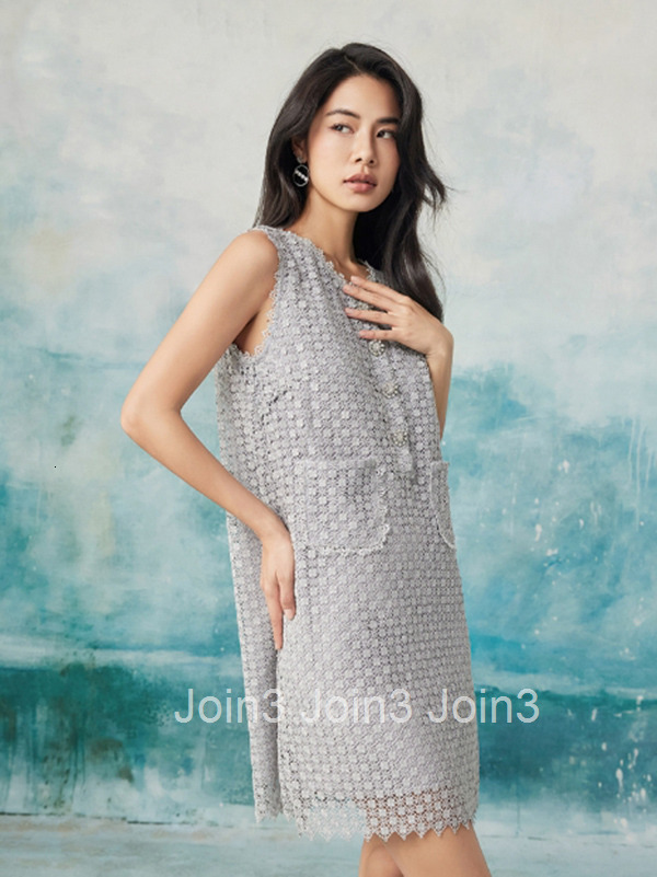 Summer New Line High-Waisted Short Skirt with Double Side Pockets Elegant Lace Dress 6783