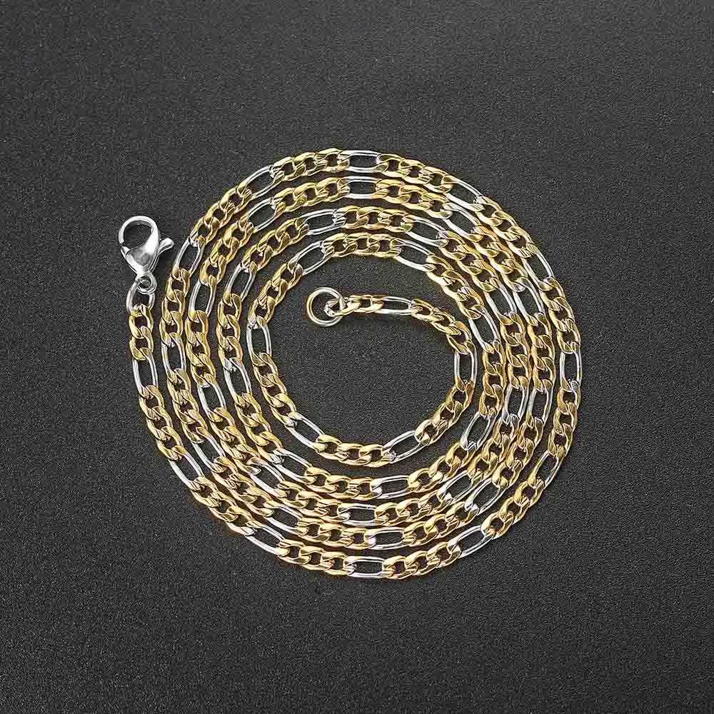 Mens Figaro Chain Necklace Stainless Steel Minimalist 3mm 60cm Gold Color Fashion New Hip Hop Jewelry Gift Collar for Men XJ250708